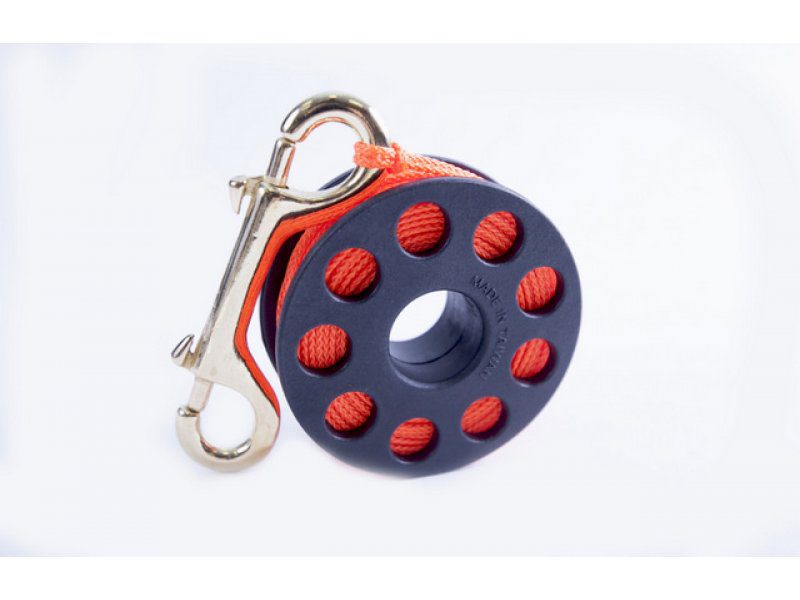 Катушка с оранжевым линем 15 метров и стальным карабином ProBlue Катушка с линем 15м + карабин оранж — изображение 1