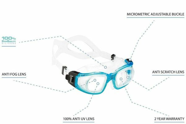 Очки Cressi Galileo прозрачные линзы голубые