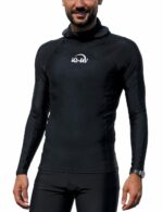 Футболка iQ UV 300 лайкра мужская длинный рукав с капюшоном чёрный — изображение 5