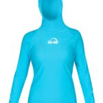 Футболка iQ UV 300+ капюшоном длинный рукав бирюзовый женская