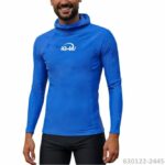 Футболка iQ UV 300 лайкра мужская длинный рукав с капюшоном синий — изображение 2